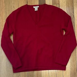 V-Neck Red Cashmere Sweater